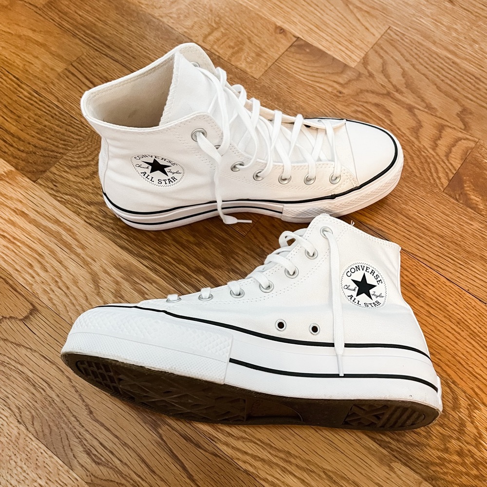 Converse White High-Top Platform Sneakers